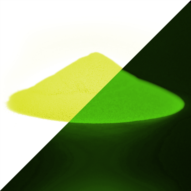 Special Glow Pigments 100 g, yellow-green: yellow powder by day, green glow in the dark