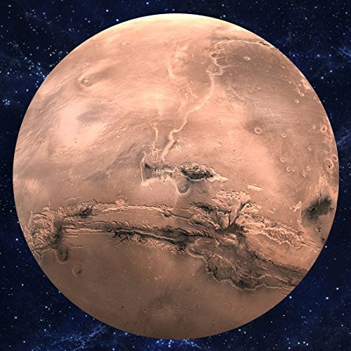 Planet Sticker Mercury 30 cm in daylight, brownish surface against a starry sky