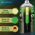 Glow Spray Yellow-Green 400 ml: spray colour pale yellow in light, green in the dark, can with label