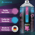 Glow Spray Purple-Blue 400 ml: spray colour purple in light, blue in the dark, can with label