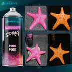 Glow spray pink 400 ml: sprayed starfish pink in daylight, glowing orange in the dark