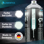 Glow Spray White 400 ml: spray colour white in light, pale green in the dark, can with label