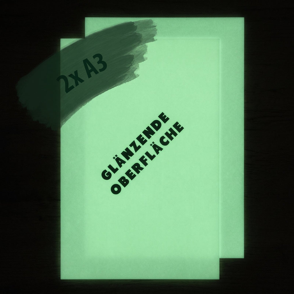 Glow Paper for Laser Printers, 2 × A3, Glossy in the dark, glowing green