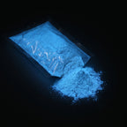 Fine Glow Pigment Natural Blue 5–15 µm, 100 g in the dark, glowing blue