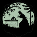 Fairy-Tale Sticker The Frog Prince 30 cm: silhouette motif of a princess and frog, pale green afterglow in the dark