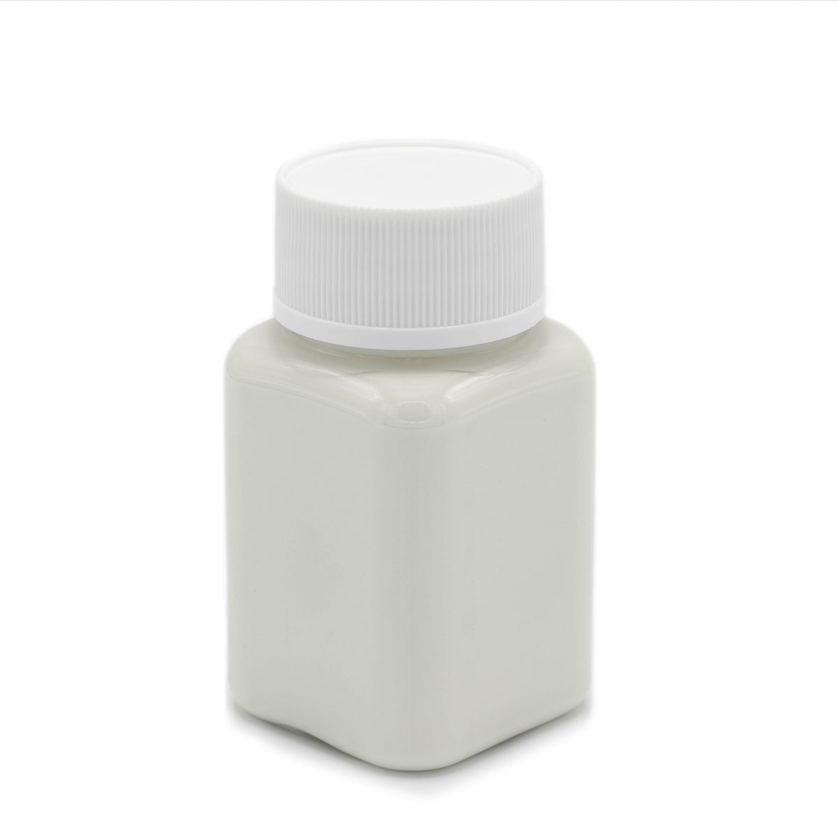 Glow in the dark paint blue-green 100 g: pot with white lid in daylight, light grey daylight colour