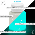 Glow in the dark paint blue-green 100 g, graphic: whitish in light, blue-green in the dark, charged by light