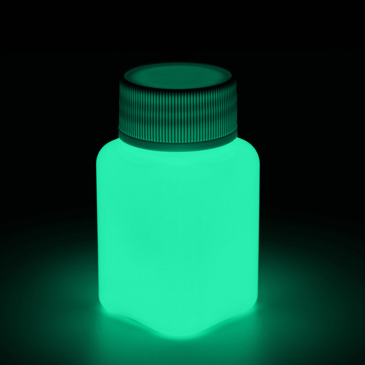 Glow in the Dark Paint Green 100 g bottle in the dark, glowing green