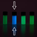 Luminous Paint for Watch Hands Natural Blue-Green 2 g: four vials in the dark from green to blue, the second marked