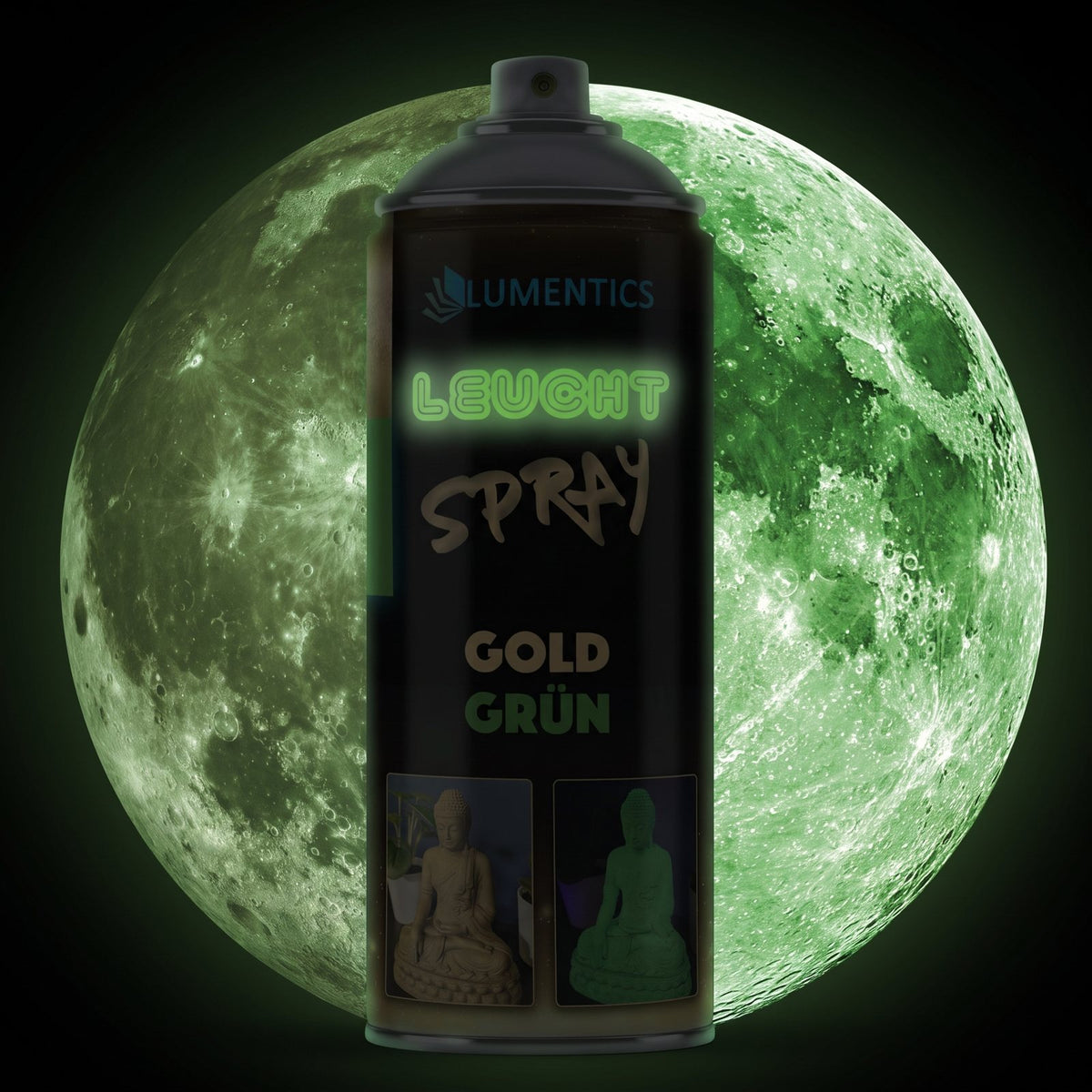 Glow Spray Gold-Green 400 ml in the dark, glowing green