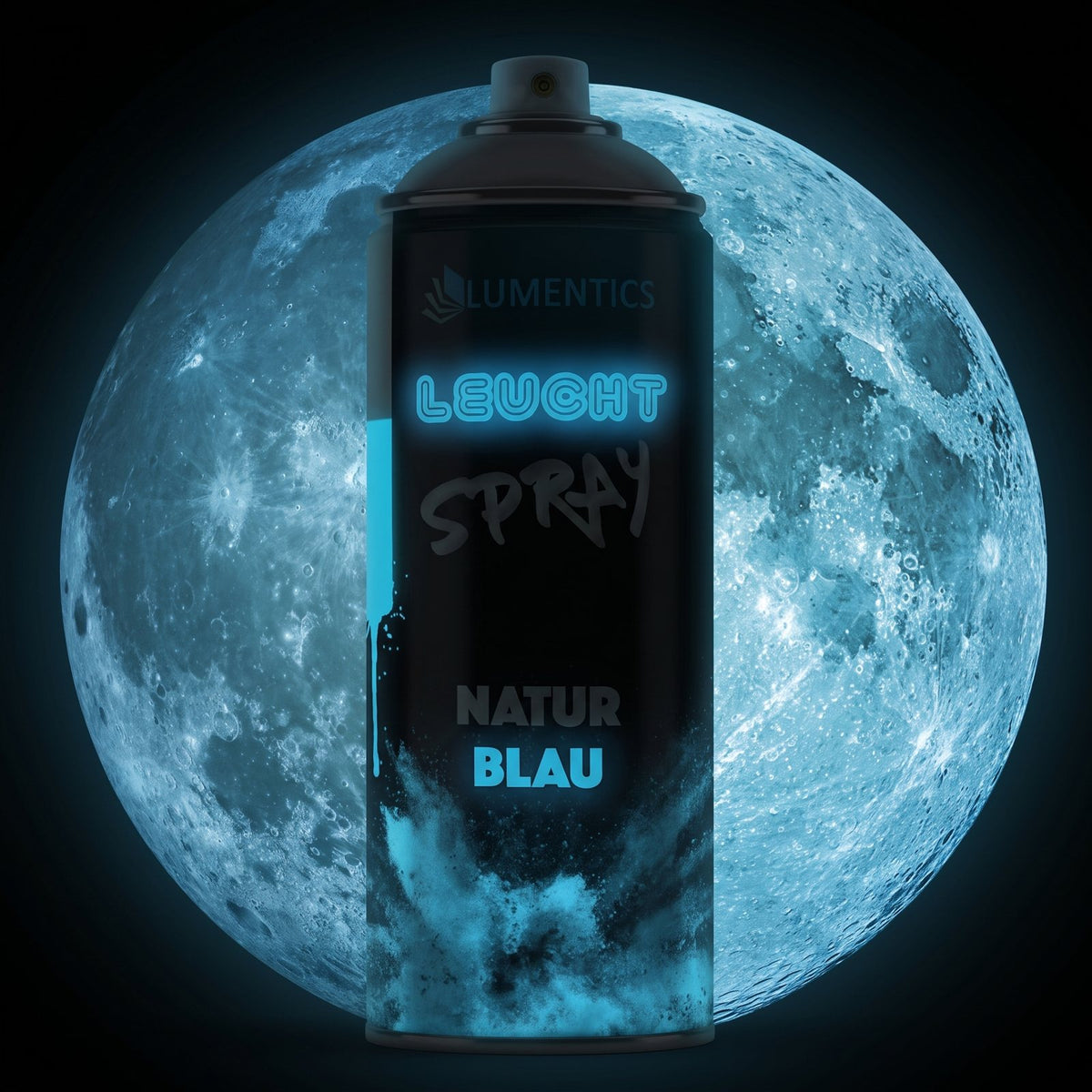 Glow Spray Natural Blue 400 ml in the dark, glowing blue