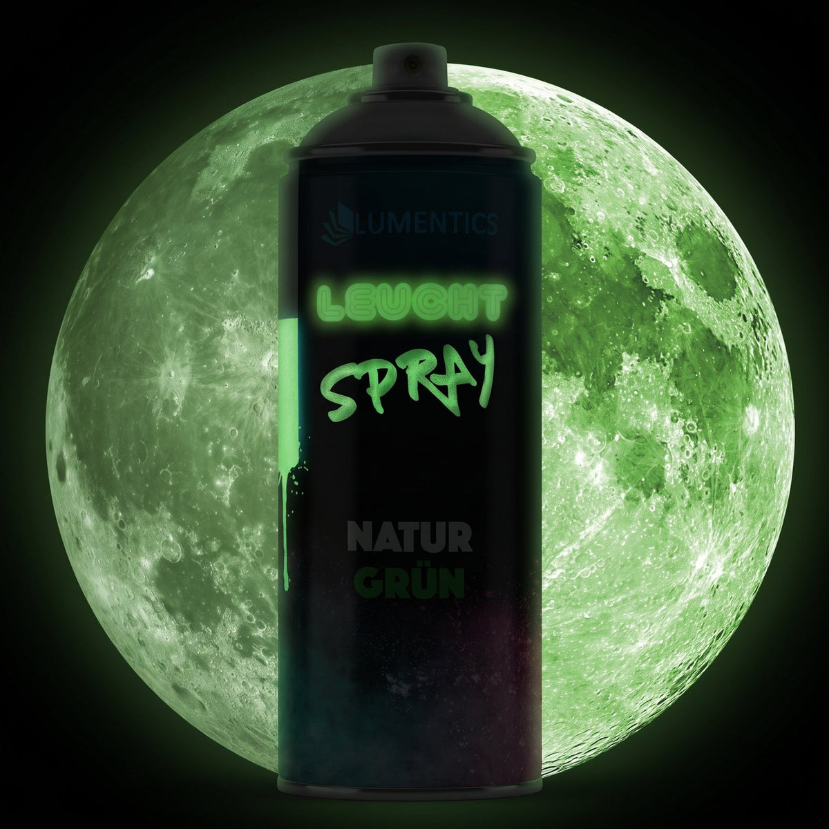 Glow Spray Natural Green 400 ml in the dark, glowing green
