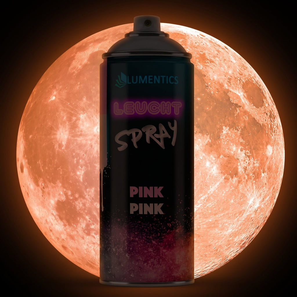 Glow Spray Pink 400 ml in the dark, glowing orange