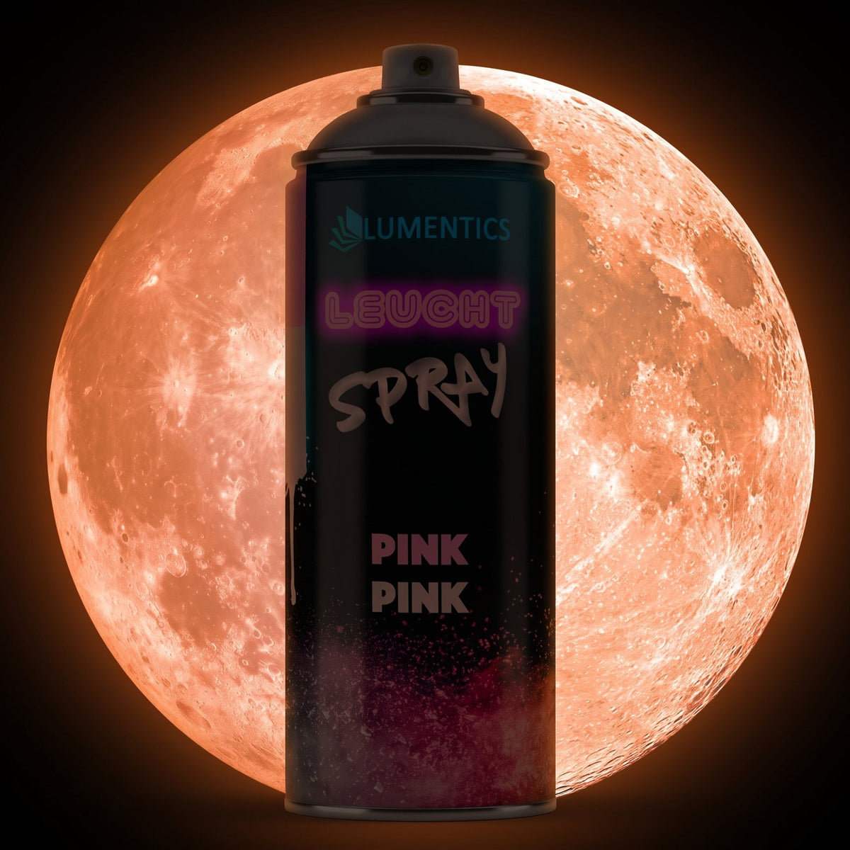 Glow Spray Pink 400 ml in the dark, glowing orange