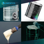 Glow in the Dark Varnish White 250 ml: tin from front and back, brush with white varnish, tin in the dark