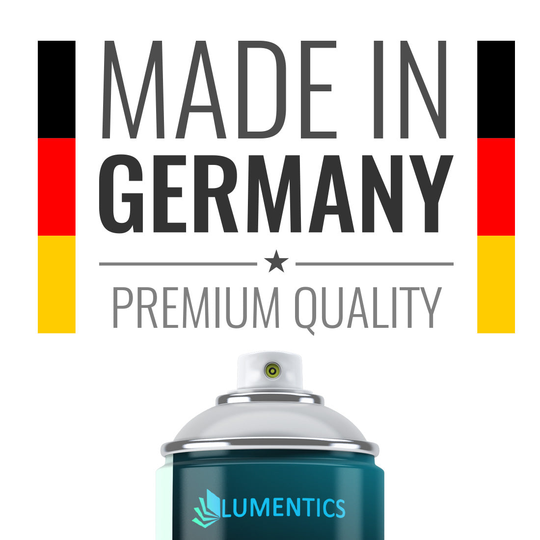 Glow Spray Natural Blue 400 ml, graphic with lettering and German flag colours above the spray can