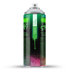 Glow Spray Natural Green 400 ml: graphic with Made in Germany lettering and the top of a can with logo
