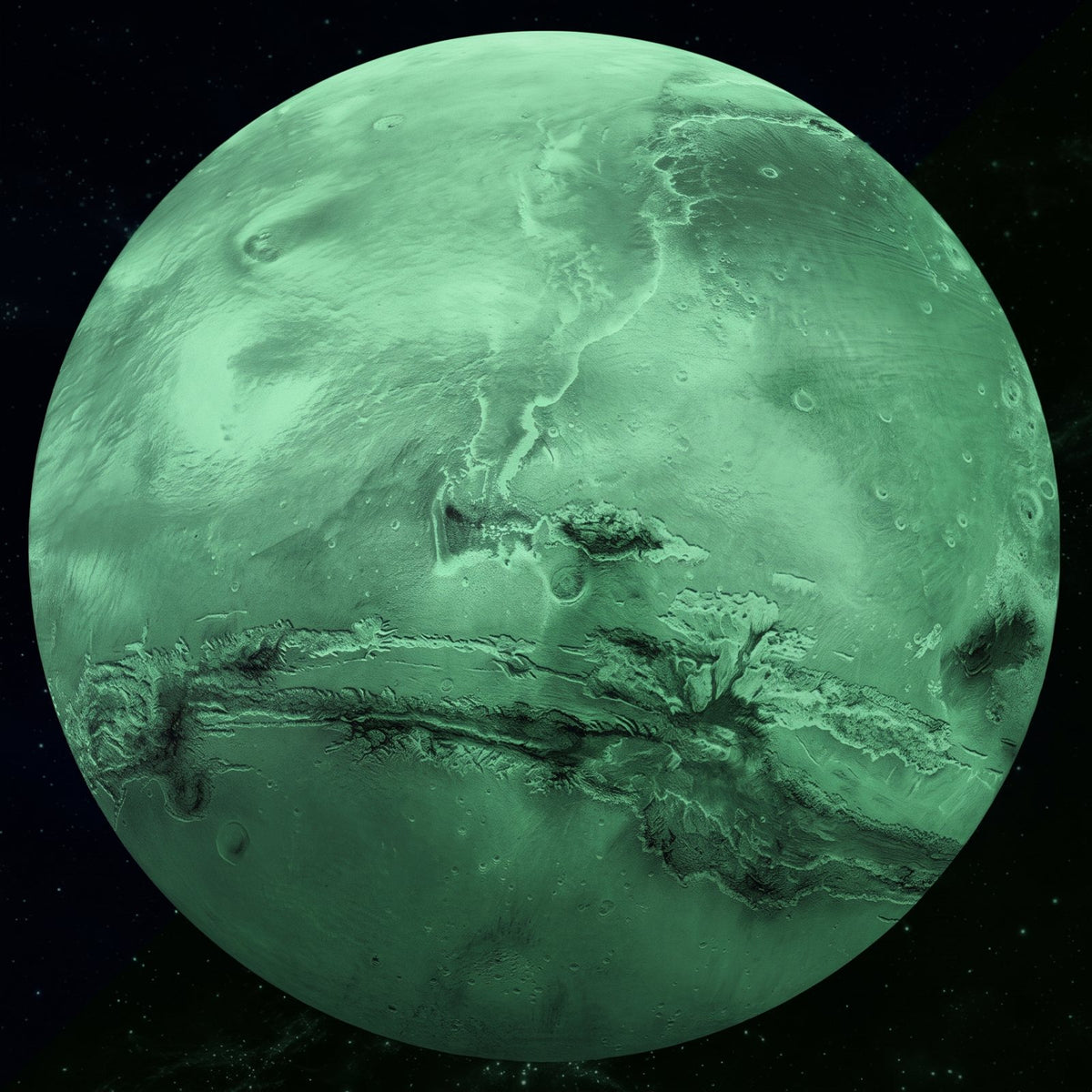Planet Sticker Mercury 30 cm in the dark, glowing green