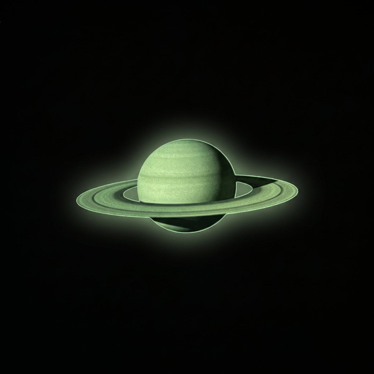 Planet Sticker Saturn 30 cm in the dark, glowing green