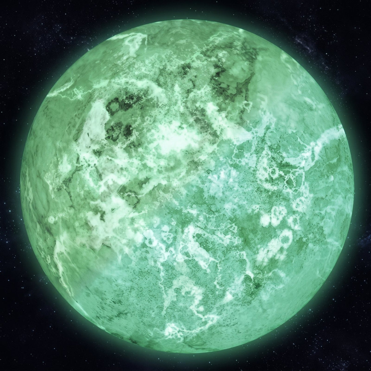Planet Sticker Sun 30 cm in the dark, glowing green