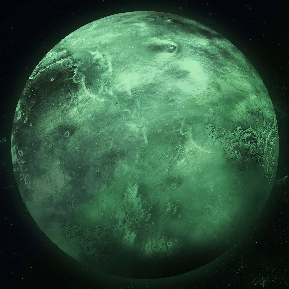 Planet Sticker Uranus 30 cm in the dark, glowing green