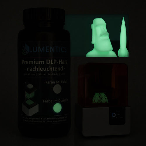 3D Printing Resin Green 500 g in the dark, glowing green