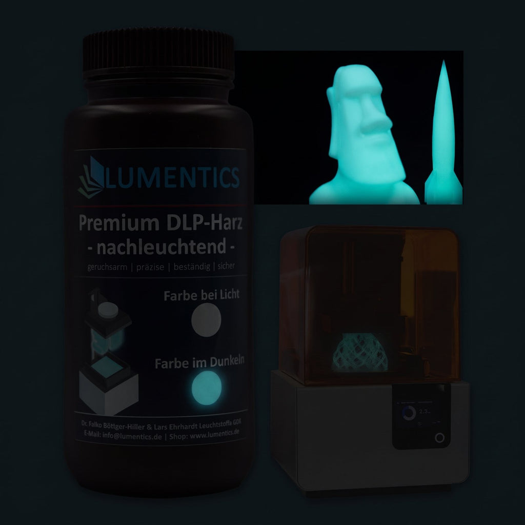 3D Printing Resin Green-Blue 500 g in the dark, glowing blue-green