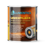 Glow in the dark varnish Orange 250 ml, tin shown from the front with the label glow colour Orange