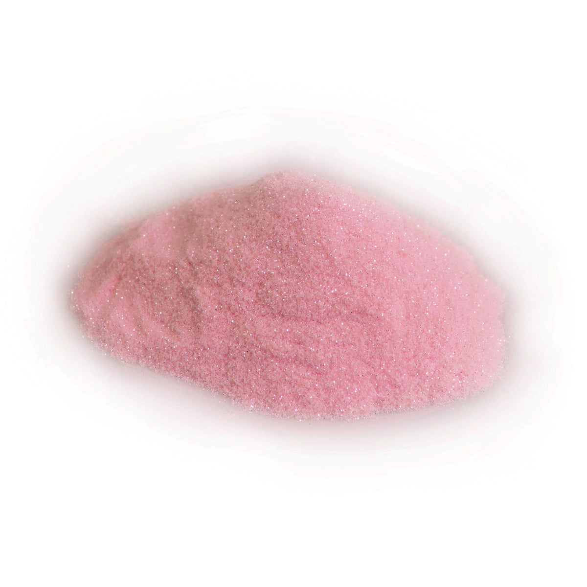 Glitter Powder Rose 50 g as a heap of powder in daylight, pink with fine glitter