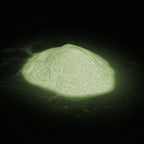 Glitter powder yellow 50 g: small heap glowing green in the dark