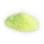 Glitter powder yellow 50 g: small heap in daylight, yellow-green with fine glitter particles