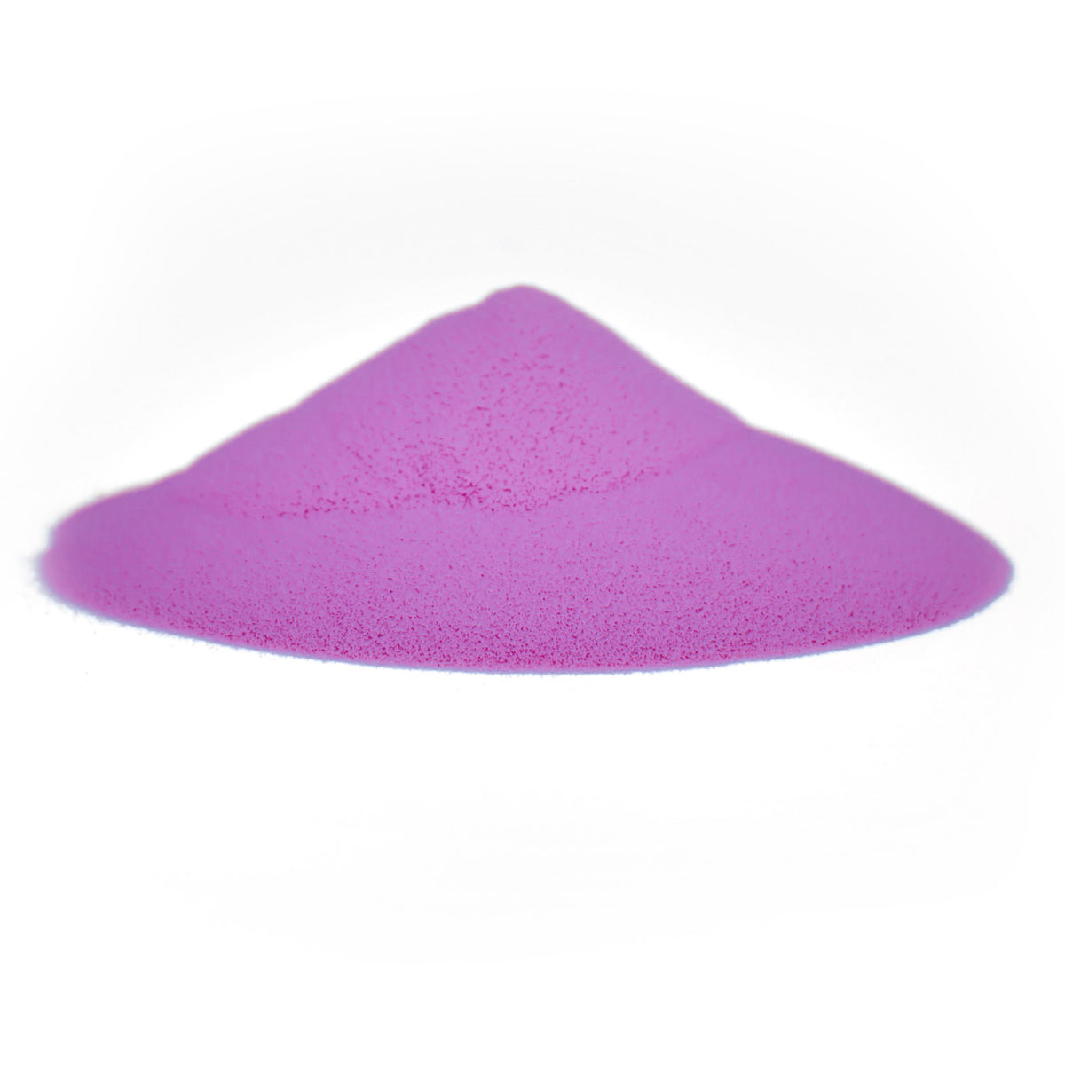 Pile of glow powder Purple-Purple 40 g in daylight against a white background, the powder is purple