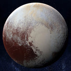 Planet Sticker Pluto 30 cm: close-up of the surface with craters and a pale heart-shaped area