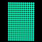 Glow dots 1.5 cm, one sheet of 257 dots glowing green in the dark on a black background