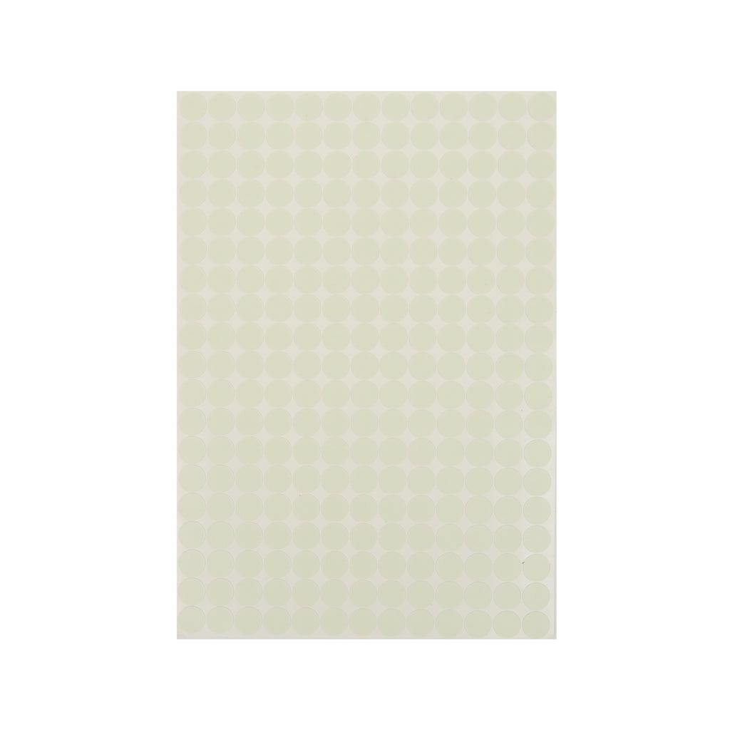 Glow dots 1.5 cm, sticker sheet seen from the front in daylight, dots in cream-white daylight colour