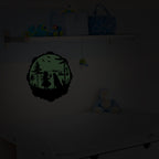 Fairy-Tale Sticker Little Red Riding Hood 30 cm on a nursery wall in a darkened room, glowing greenish