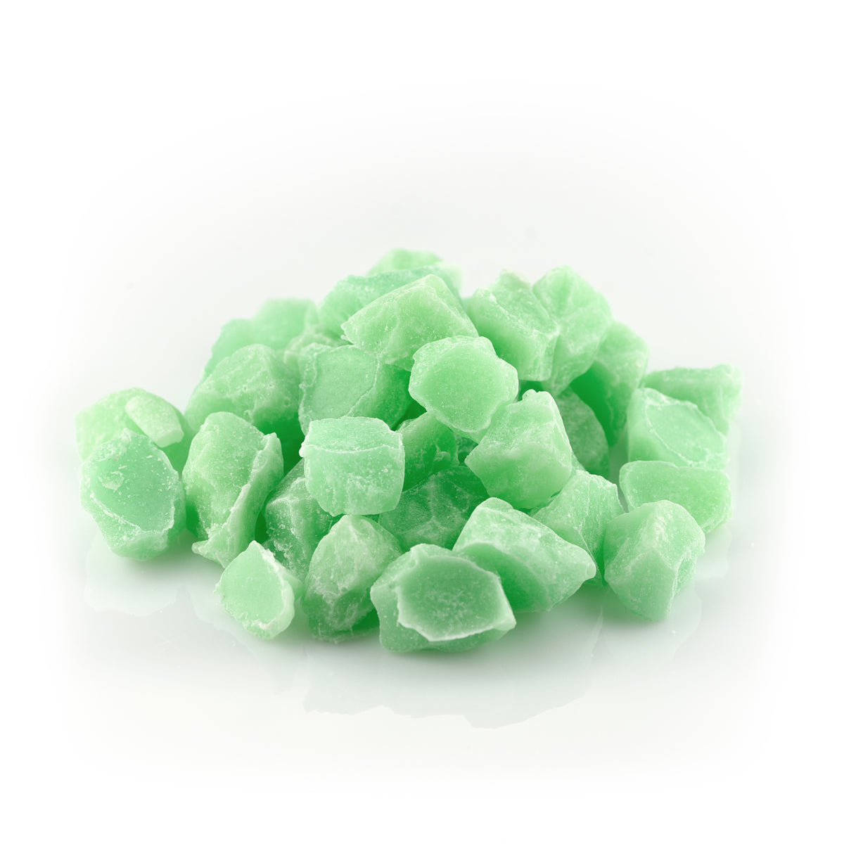 Glow Stones Green 300 g: light green irregular stones in daylight