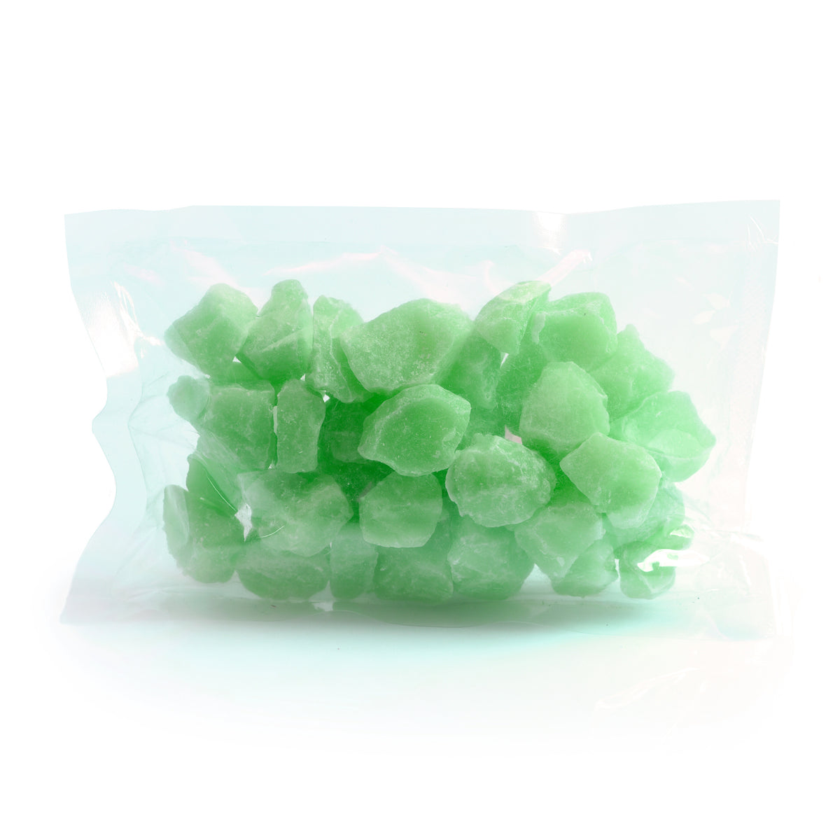 Glow Stones Green 300 g: bag of stones in daylight, packaging