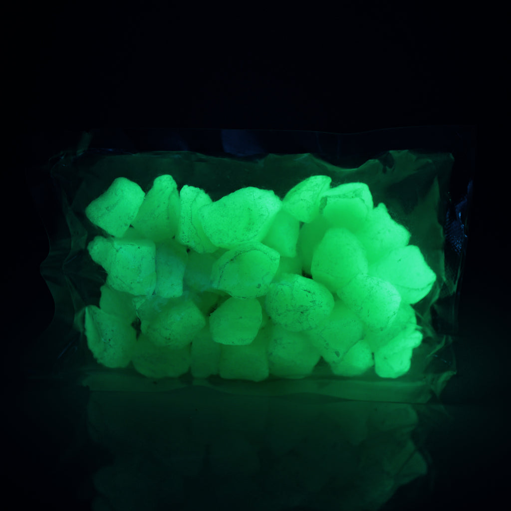 Glow Stones Green 300 g: bag of stones glowing green in the dark