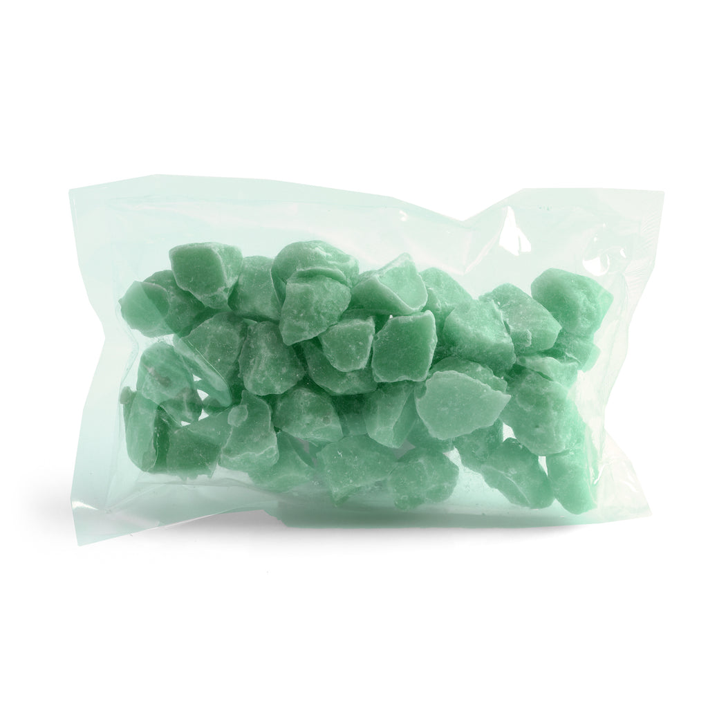 Glow Stones Blue-Green 300 g in the clear bag in daylight, blue-green