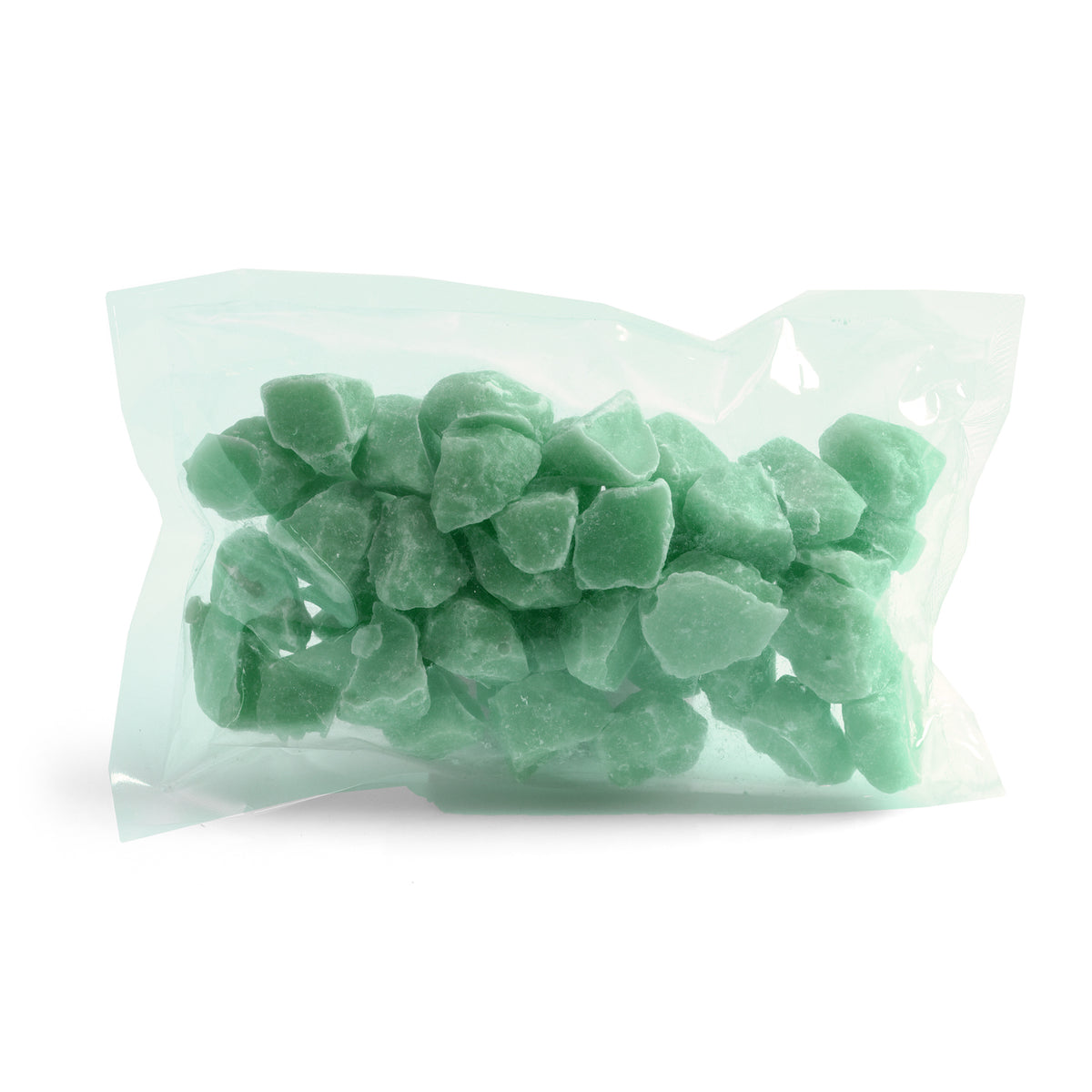 Glow Stones Blue-Green 300 g in the clear bag in daylight, blue-green