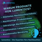 Graphic for Glow in the Dark Powder Natural Green 40 g: list of manufacturer statements, lumentics logo