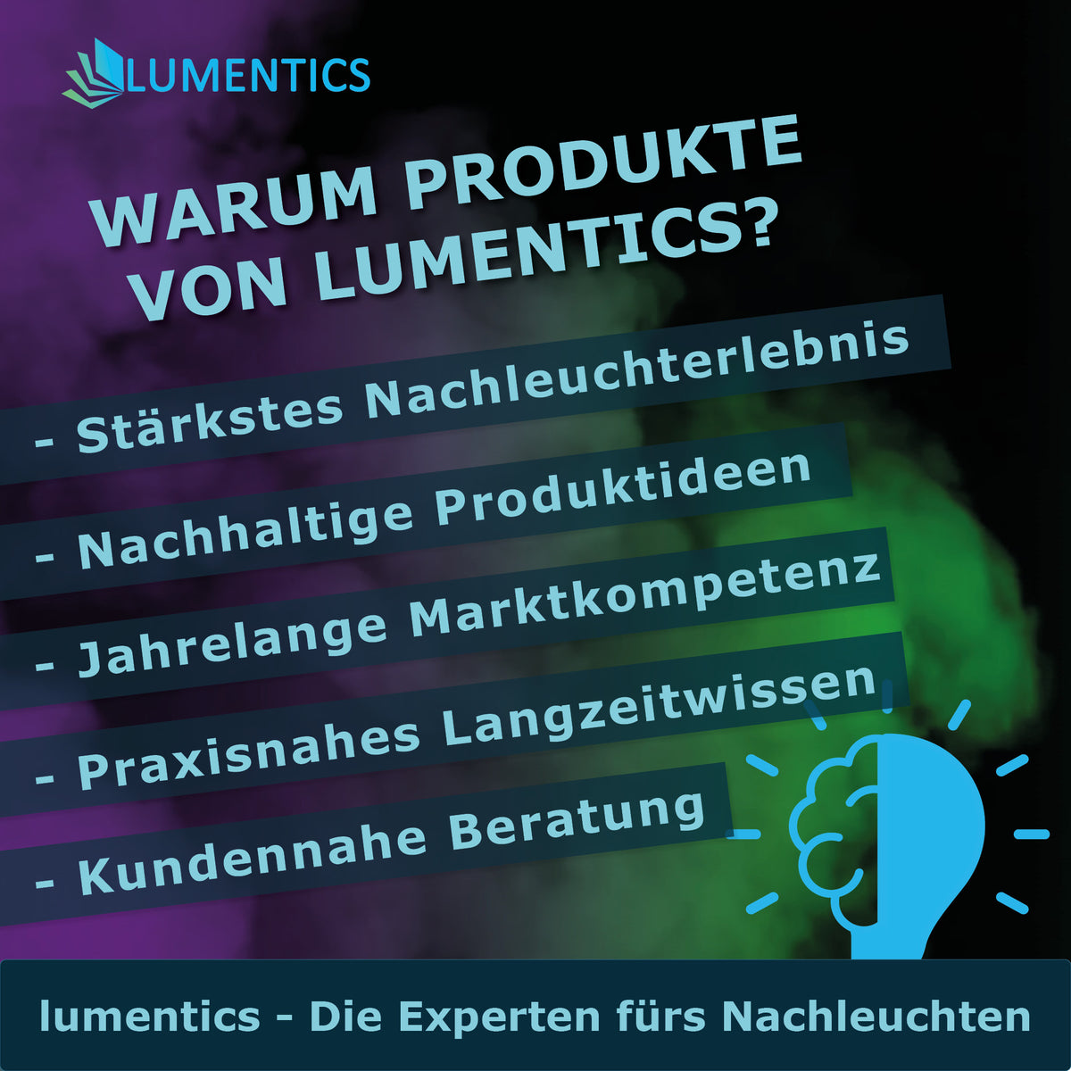 Graphic for Glow in the Dark Powder Natural Green 40 g: list of manufacturer statements, lumentics logo