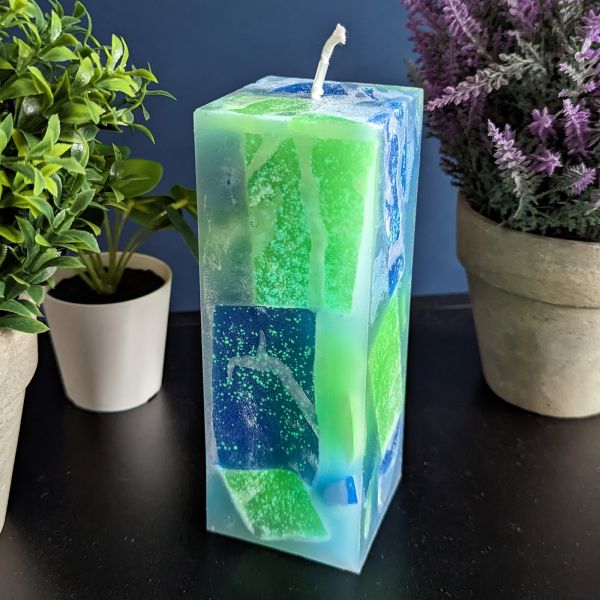 Decorative luminescent candle with phosphorescent effect blue - Phosphorescent Decorative Candle