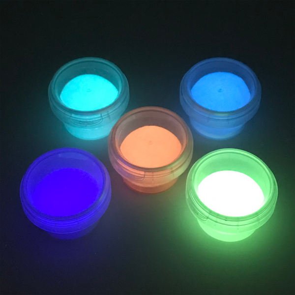 Phosphorescent pigments set of 5 with lamp - Very bright in the dark phosphorescent pigments