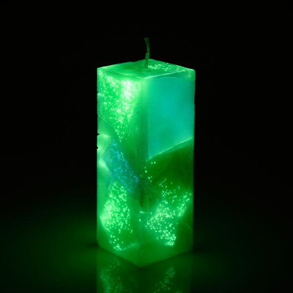 Decorative luminescent candle with phosphorescent effect green - Phosphorescent Decorative Candle